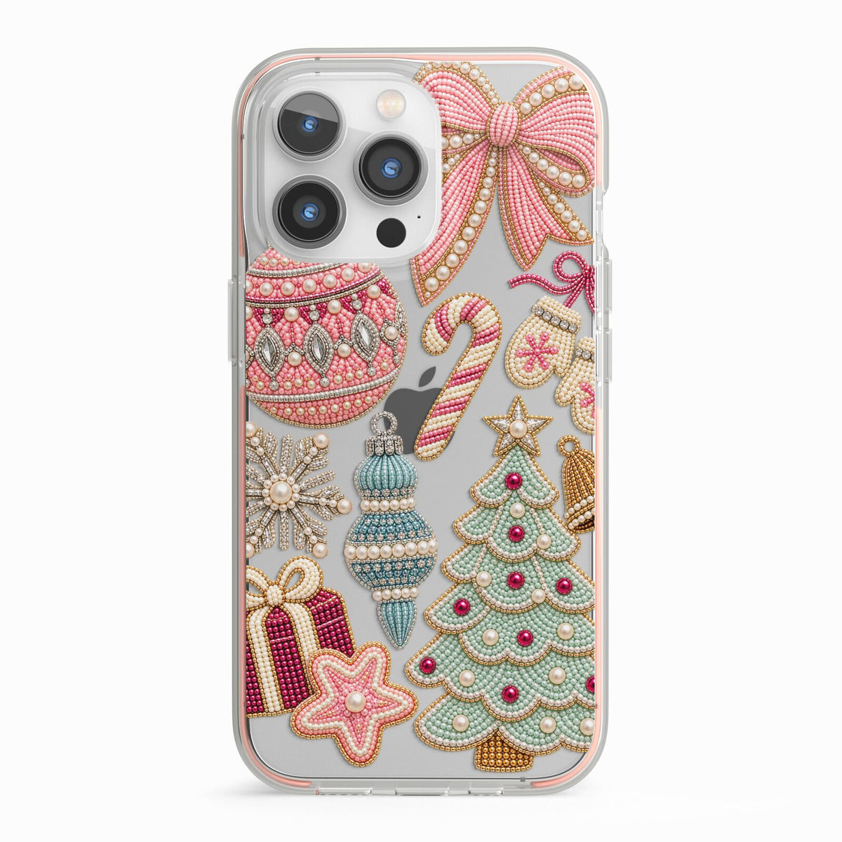 Sugarplum Christmas Charms iPhone 13 Pro TPU Impact Case with Pink Edges