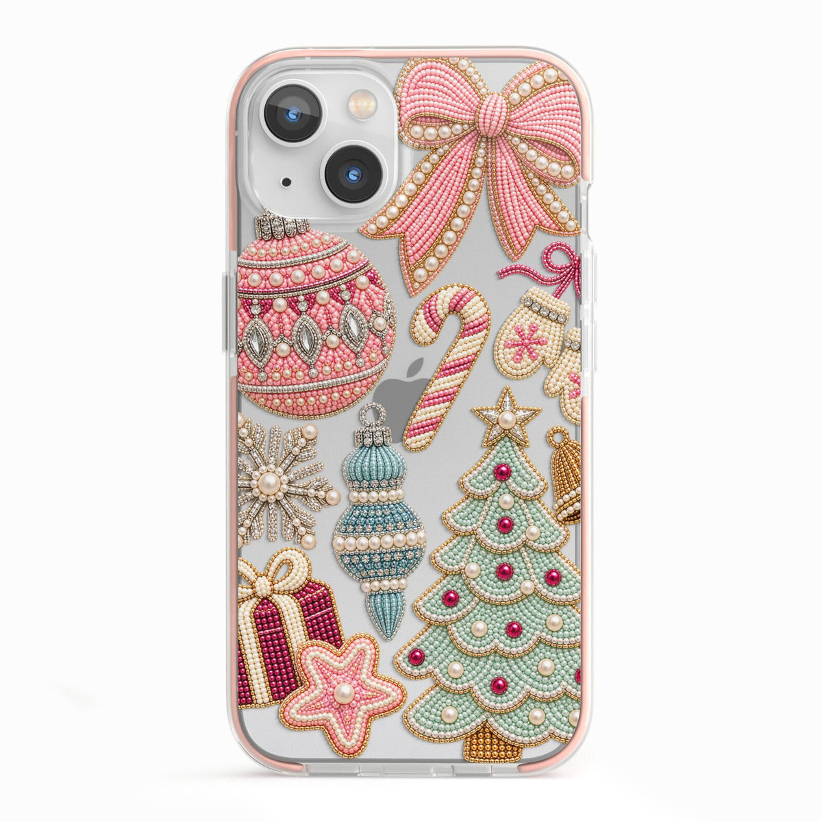 Sugarplum Christmas Charms iPhone 13 TPU Impact Case with Pink Edges