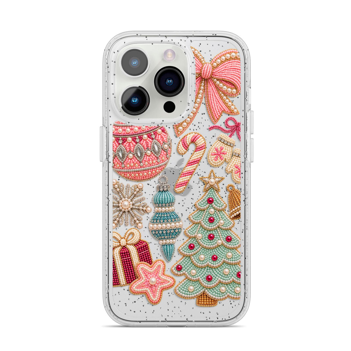 Sugarplum Christmas Charms iPhone 14 Pro Glitter Tough Case Silver