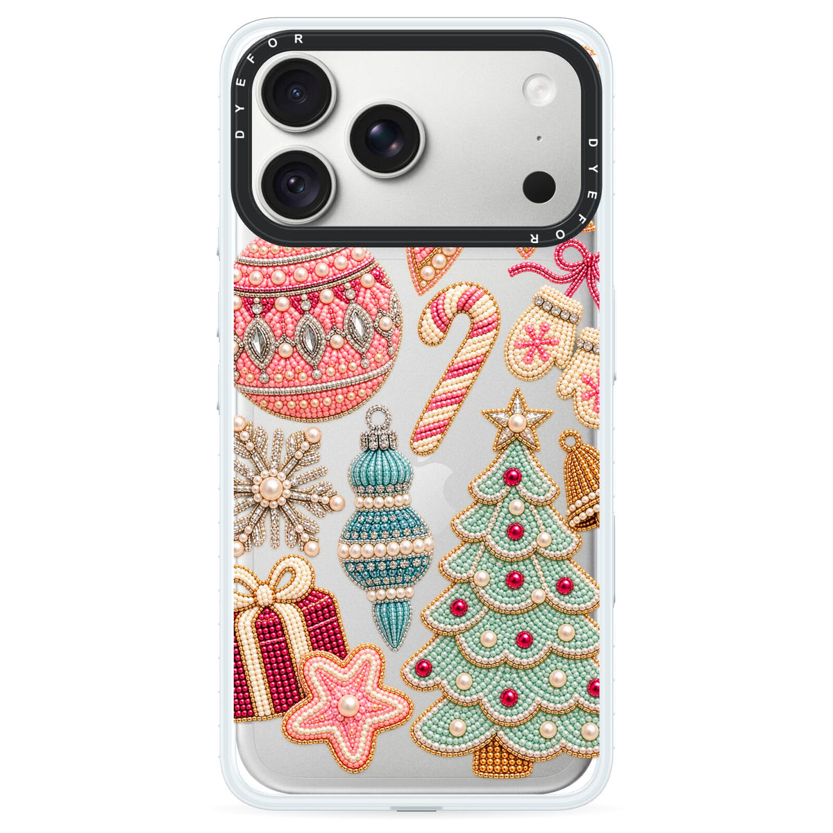 Sugarplum Christmas Charms iPhone 18 Pro Max Black Impact Pre order Case on Silver phone