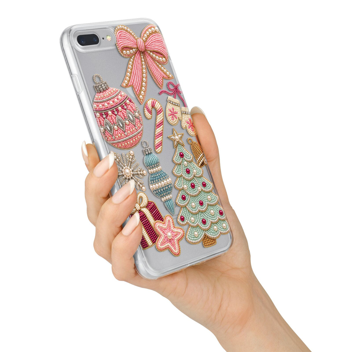 Sugarplum Christmas Charms iPhone 7 Plus Bumper Case on Silver iPhone Alternative Image