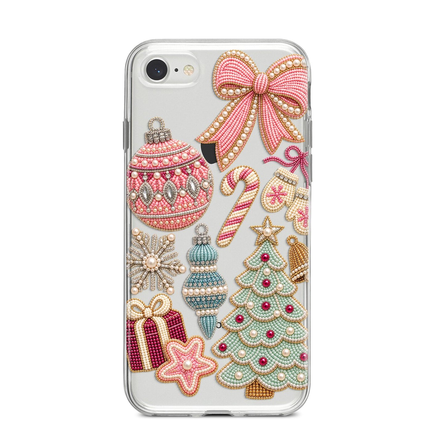 Sugarplum Christmas Charms iPhone 8 Bumper Case on Silver iPhone
