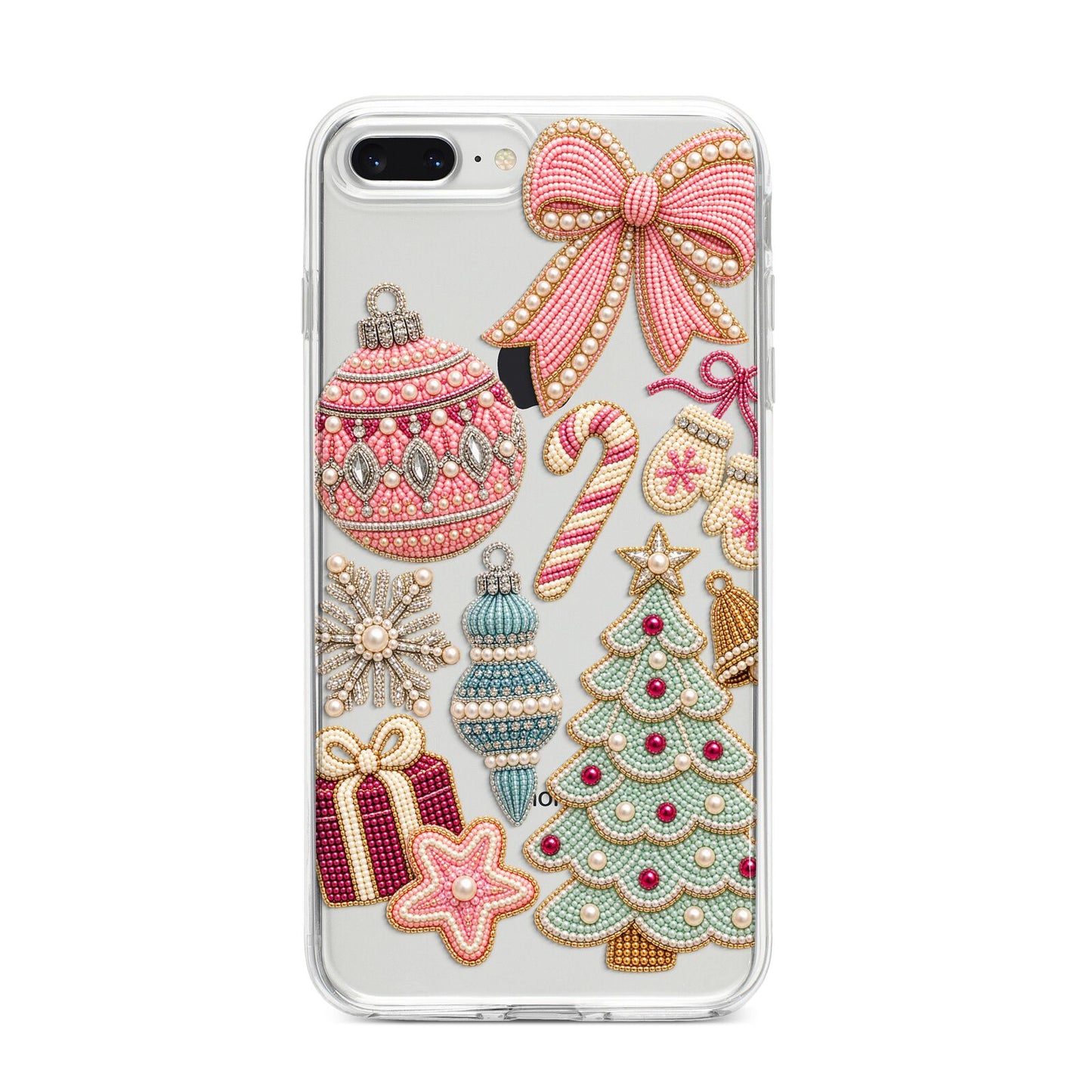 Sugarplum Christmas Charms iPhone 8 Plus Bumper Case on Silver iPhone