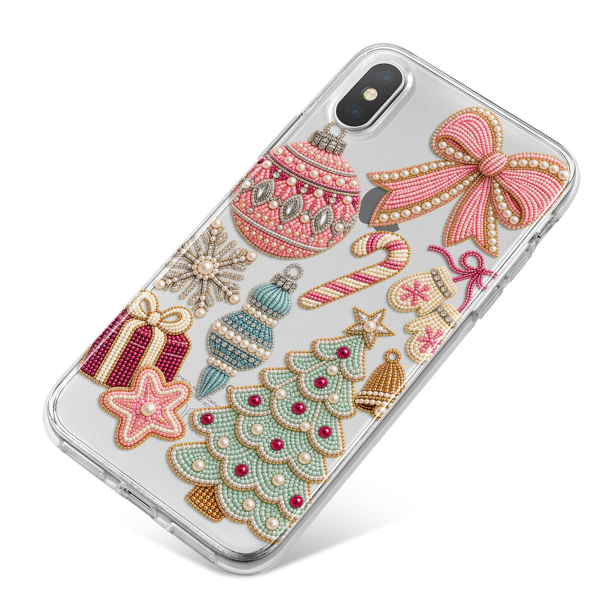 Sugarplum Christmas Charms iPhone X Bumper Case on Silver iPhone