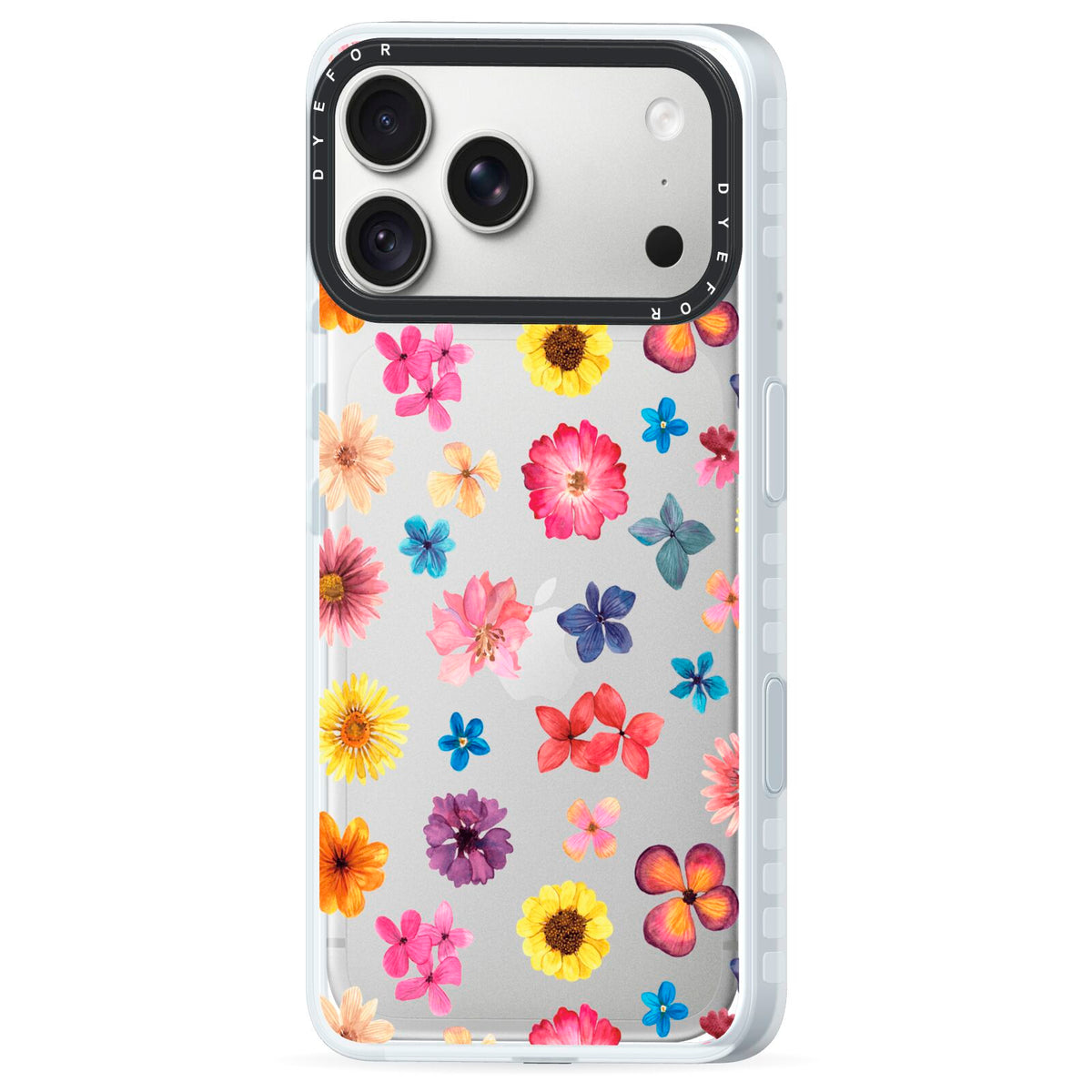 Summer Floral iPhone 18 Pro Max Black Impact Pre order Case Side Angle on Silver phone