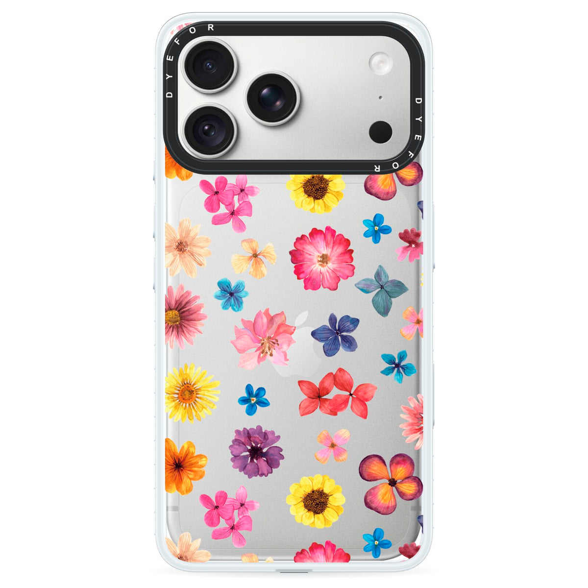 Summer Floral iPhone 18 Pro Max Black Impact Pre order Case on Silver phone