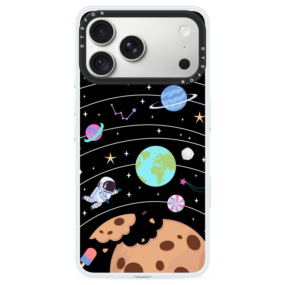 Sweet Celestial Scene iPhone 18 Pro Max Black Impact Pre order Case on Silver phone