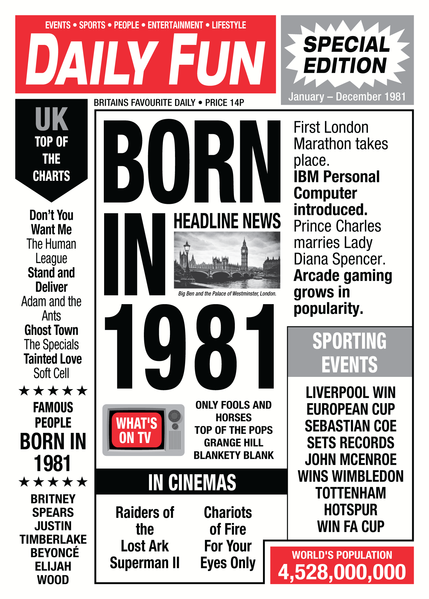 Year of Birth Retro Newspaper Birthday Wrapping Paper