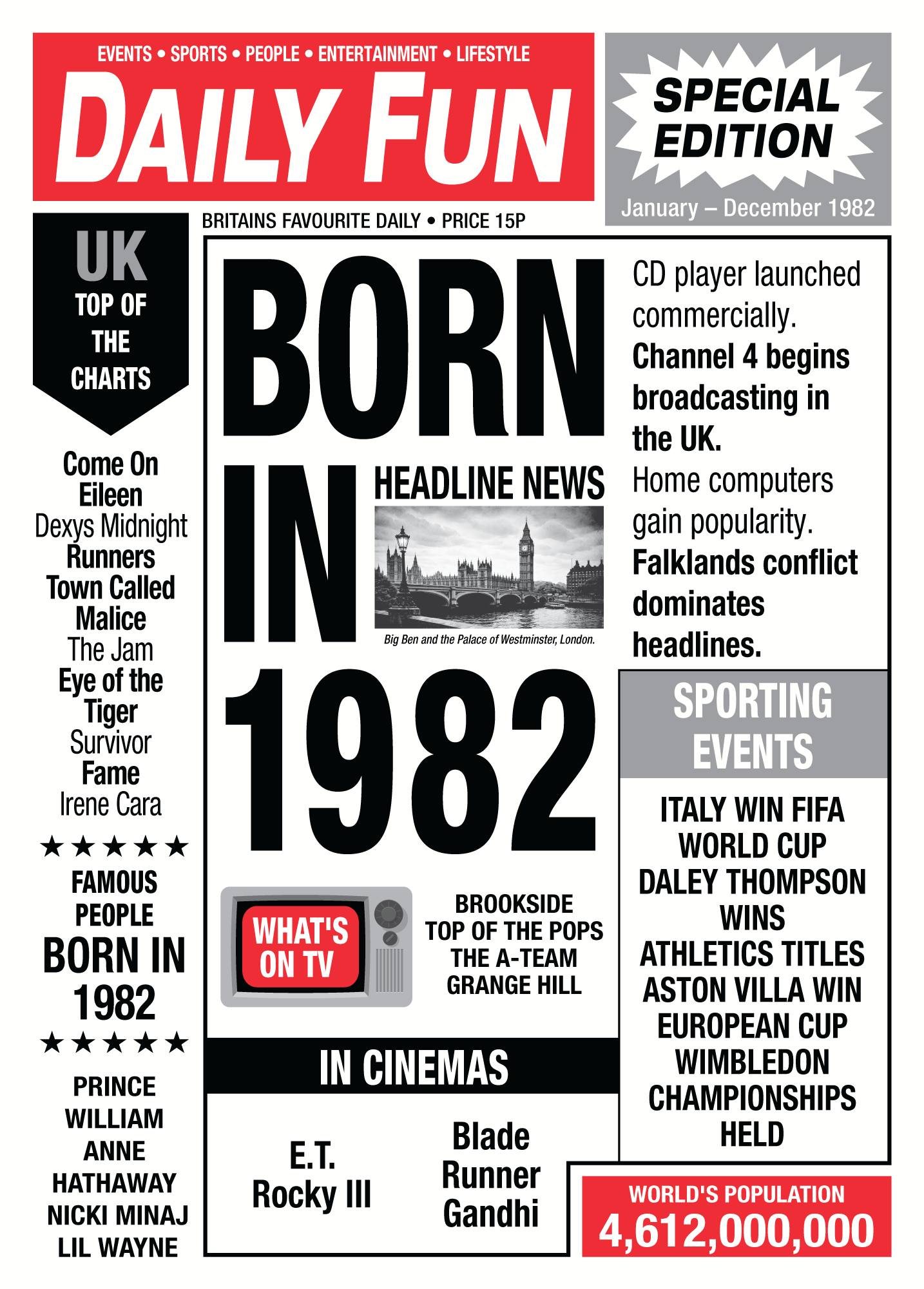 Year of Birth Retro Newspaper Birthday Wrapping Paper