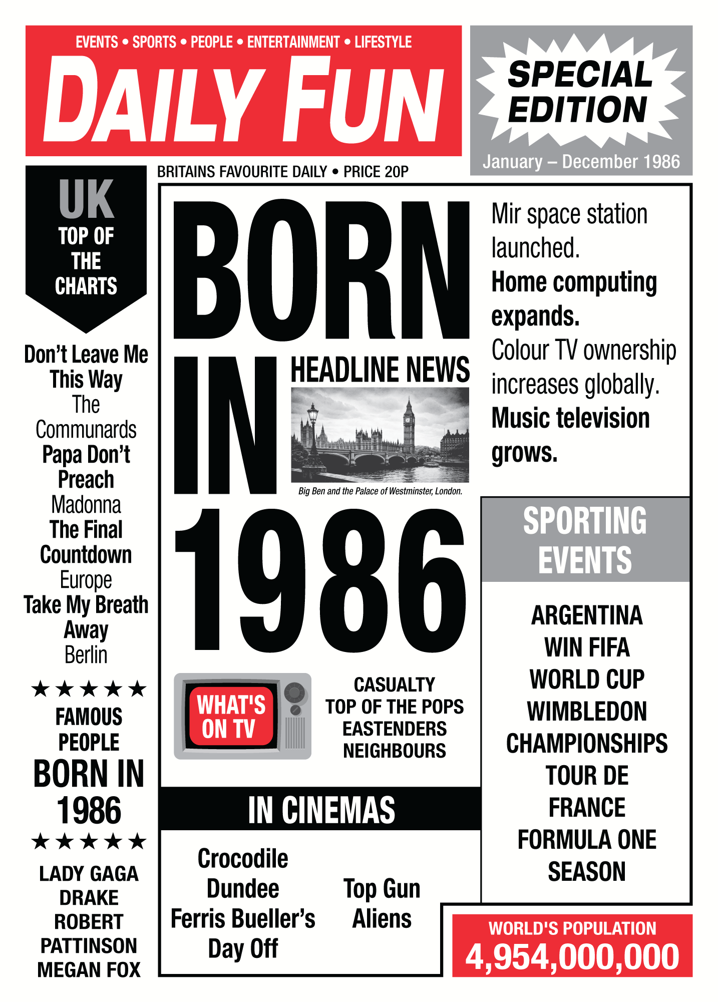 Year of Birth Retro Newspaper Birthday Wrapping Paper