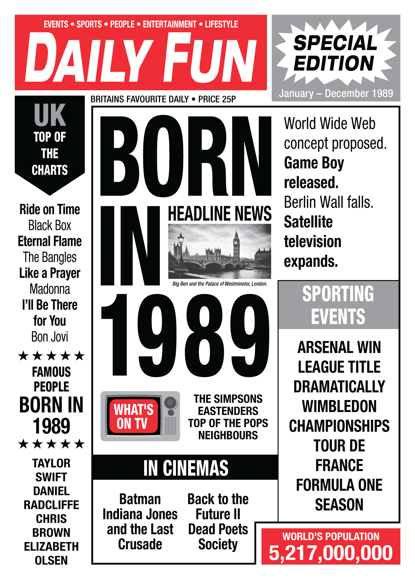 Year of Birth Retro Newspaper Birthday Wrapping Paper