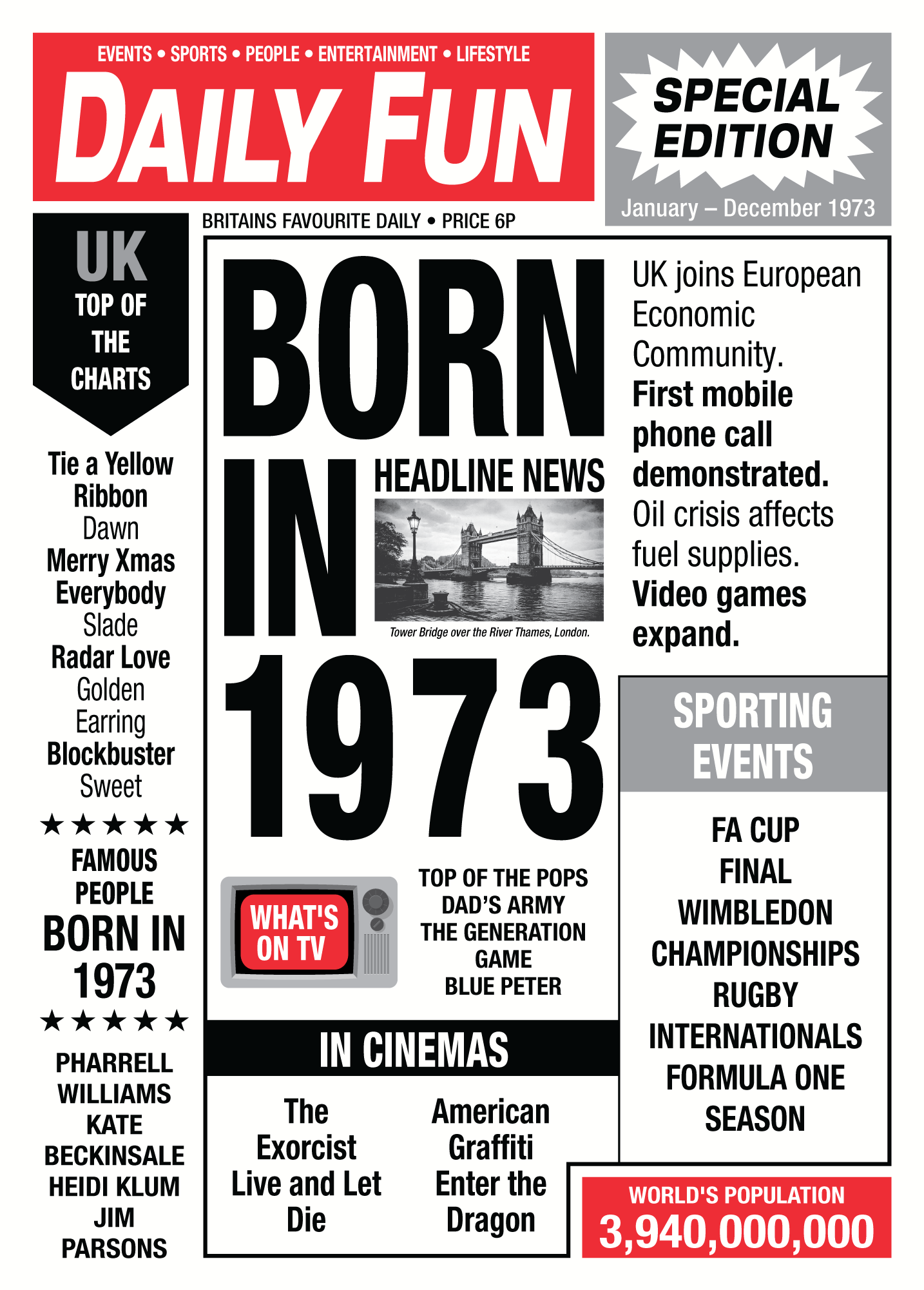 Year of Birth Retro Newspaper Birthday Wrapping Paper