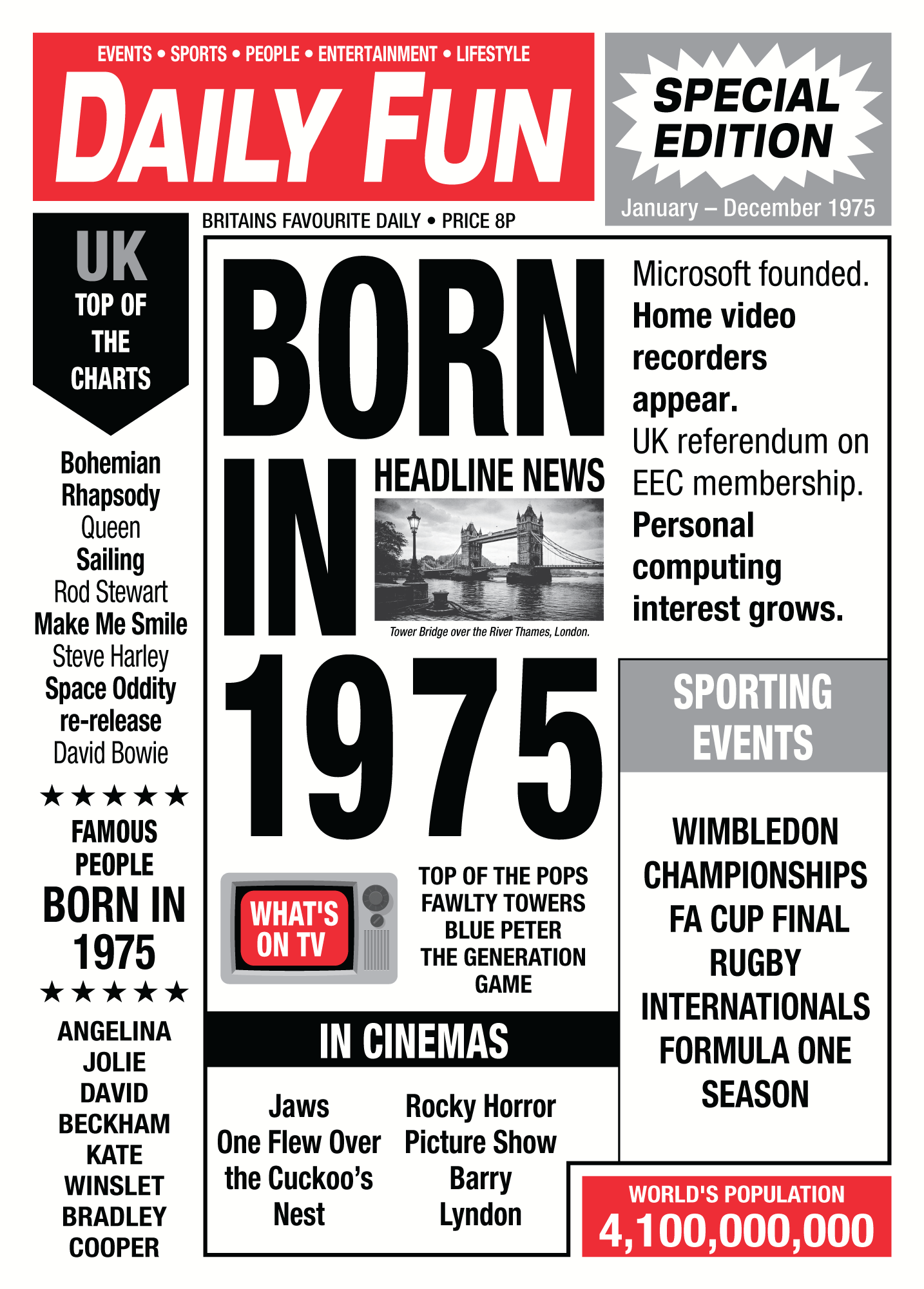 Year of Birth Retro Newspaper Birthday Wrapping Paper