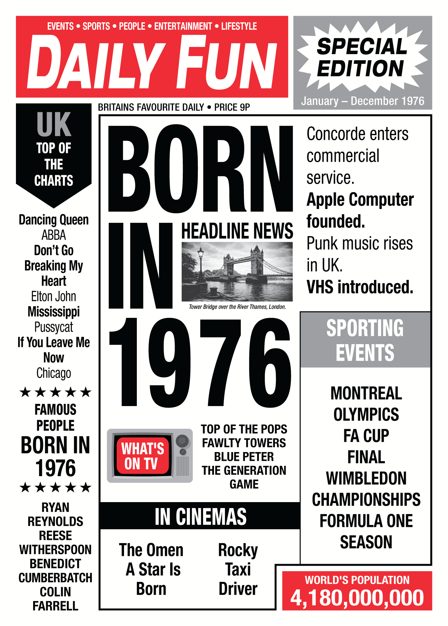 Year of Birth Retro Newspaper Birthday Wrapping Paper