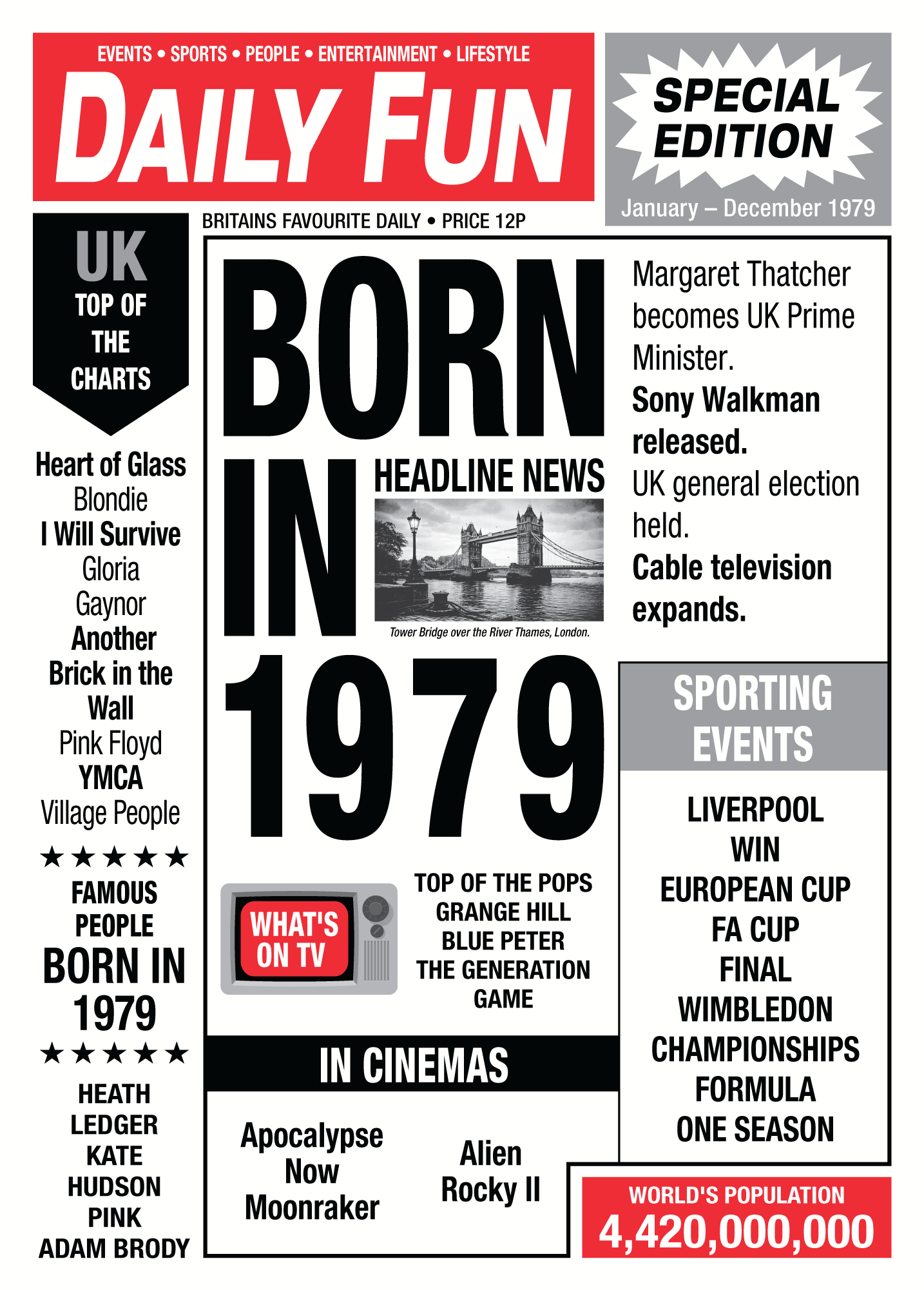 Year of Birth Retro Newspaper Birthday Wrapping Paper