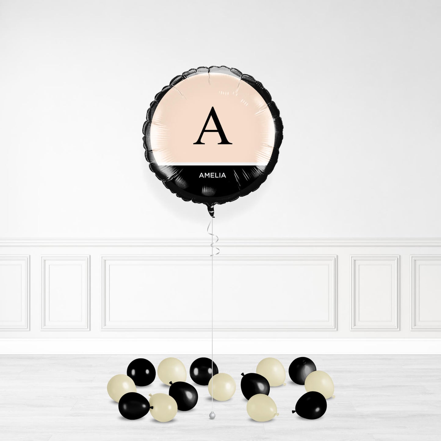 Black Neutral Personalised Initial Balloon