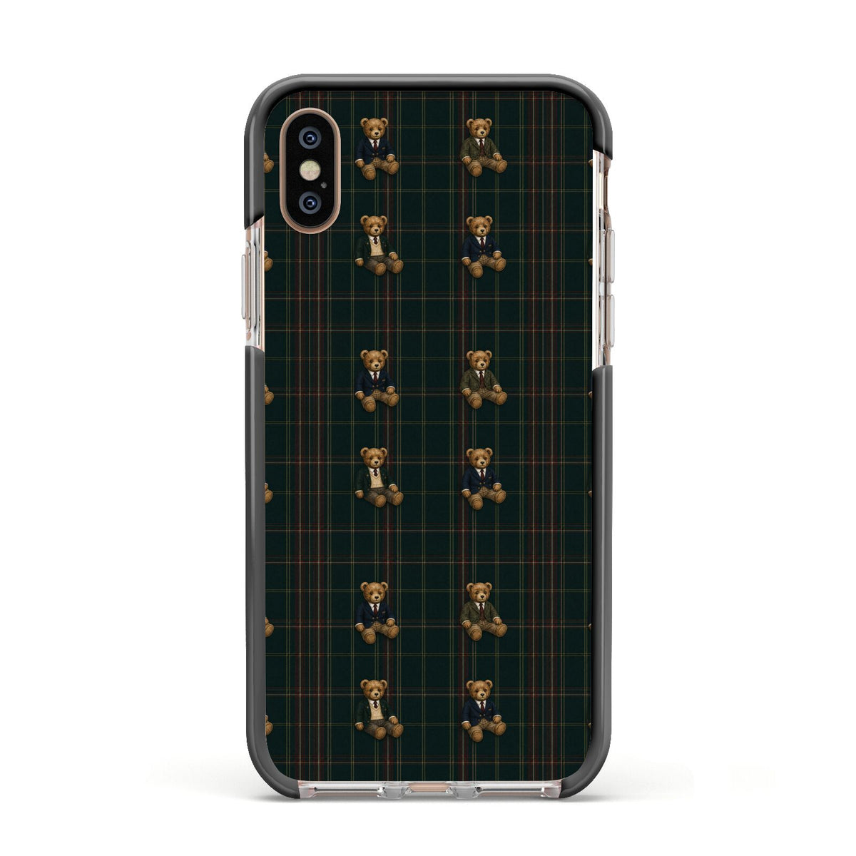 Teddy Traditions Apple iPhone Xs Impact Case Black Edge on Gold Phone