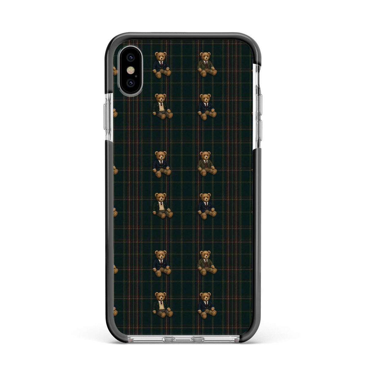 Teddy Traditions Apple iPhone Xs Max Impact Case Black Edge on Silver Phone