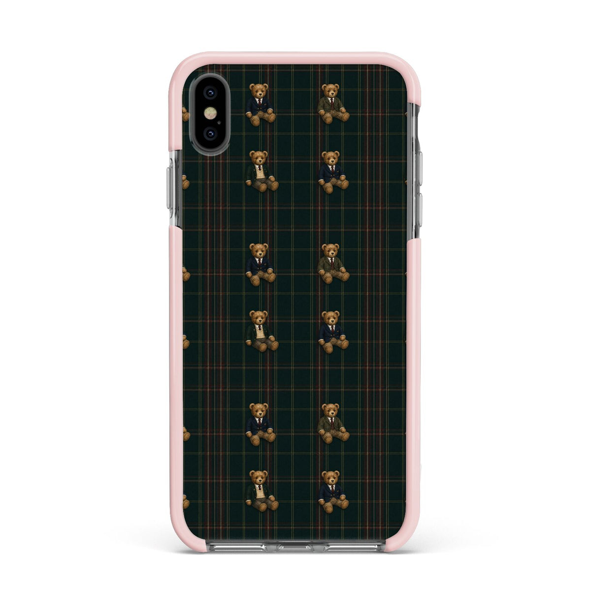 Teddy Traditions Apple iPhone Xs Max Impact Case Pink Edge on Black Phone