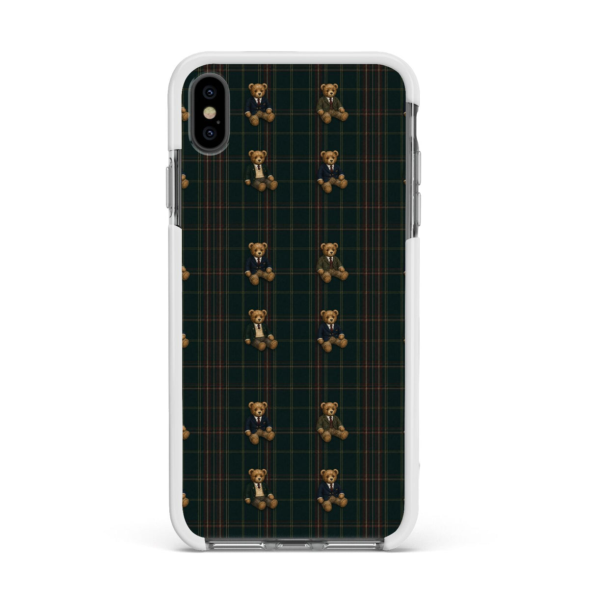 Teddy Traditions Apple iPhone Xs Max Impact Case White Edge on Black Phone