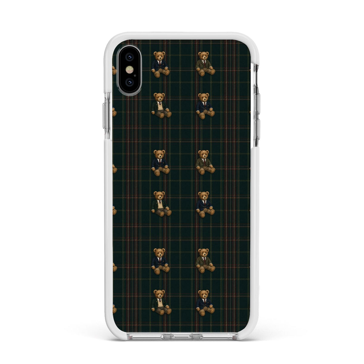 Teddy Traditions Apple iPhone Xs Max Impact Case White Edge on Silver Phone