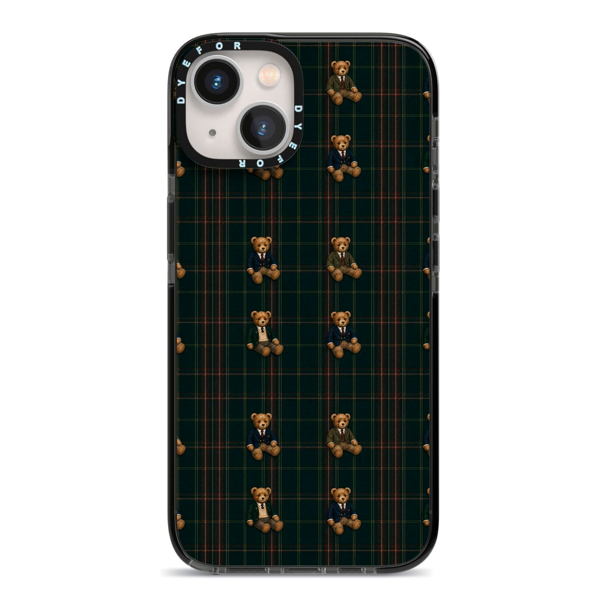 Teddy Traditions iPhone 13 Black Impact Case on Silver phone