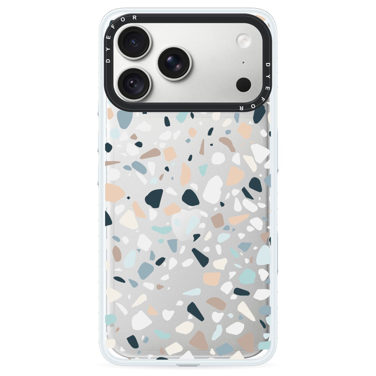 Terrazzo Pattern iPhone 18 Pro Black Impact Pre order Case on Silver phone