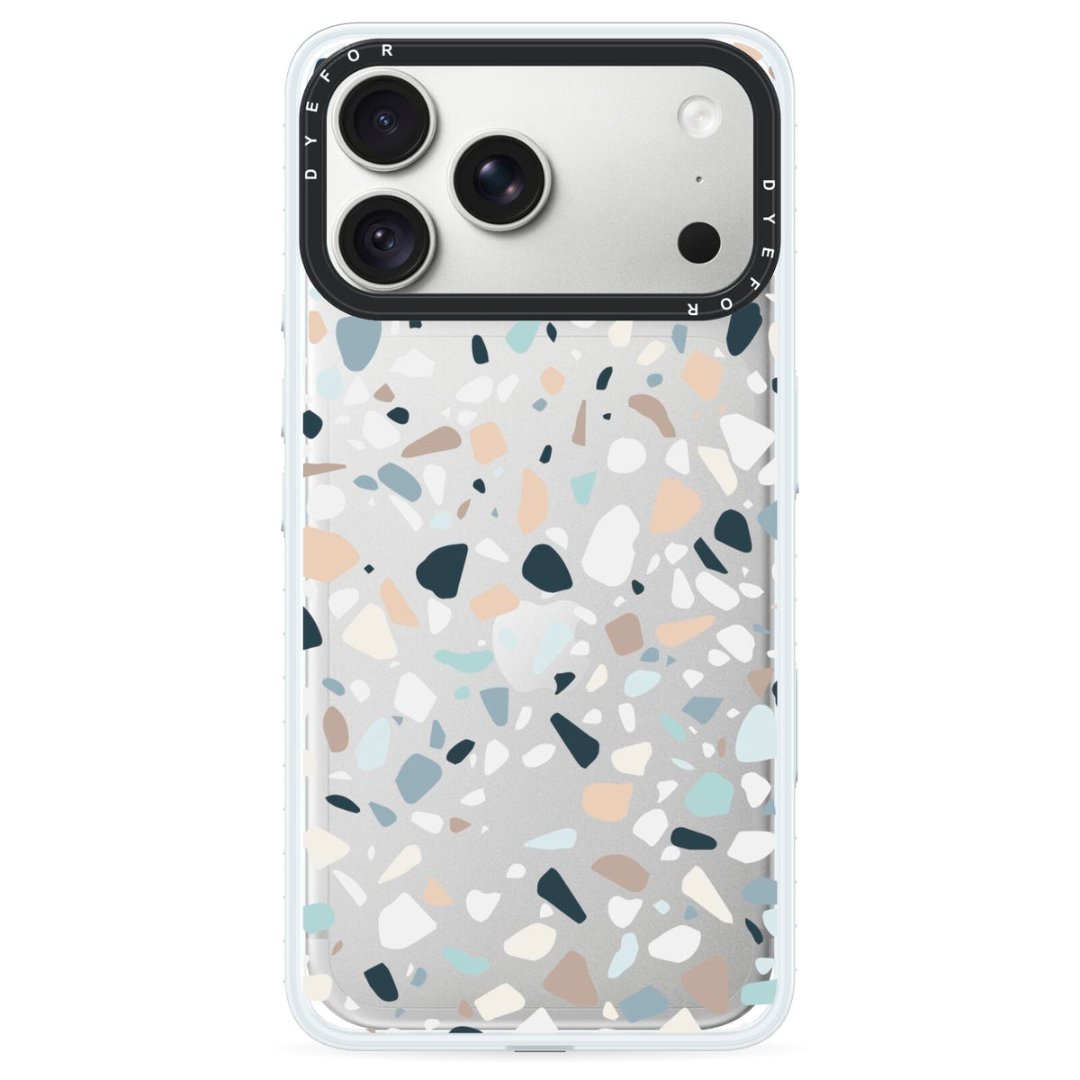Terrazzo Pattern iPhone 18 Pro Max Black Impact Pre order Case on Silver phone