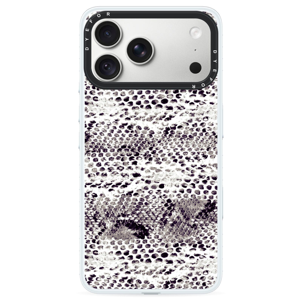 Textured Snakeskin iPhone 18 Pro Max Black Impact Pre order Case on Silver phone
