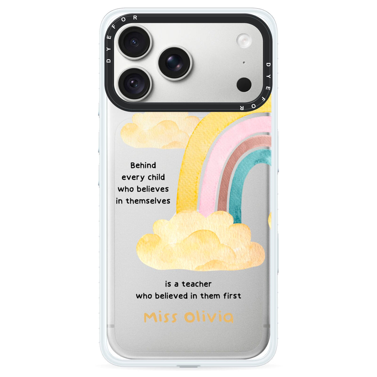 Thank You Teacher Personalised iPhone 18 Pro Max Black Impact Pre order Case on Silver phone