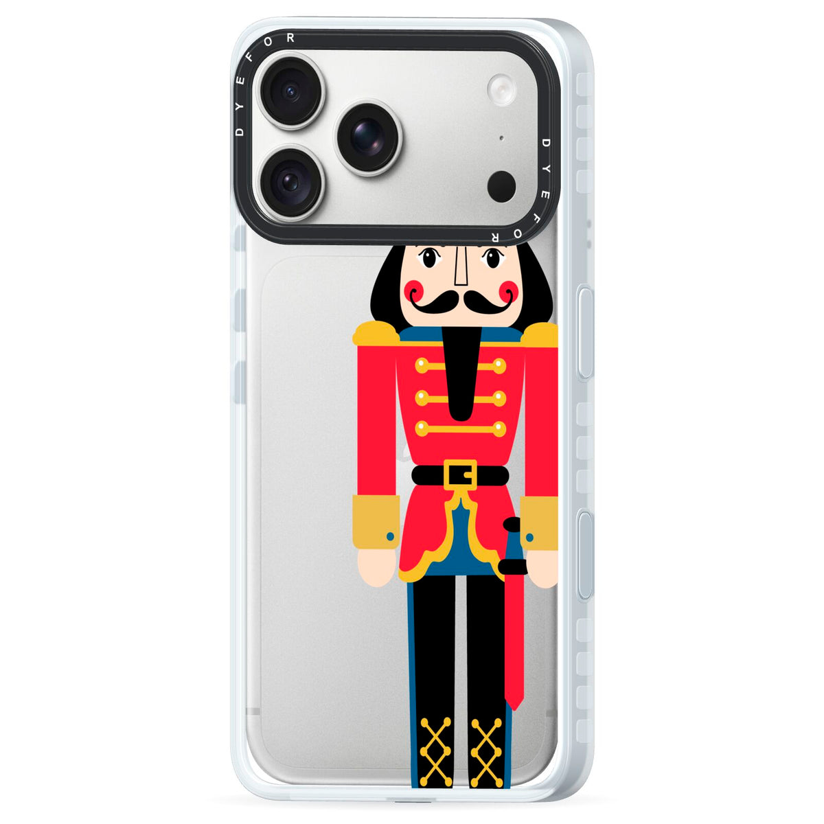 The Nutcracker iPhone 18 Pro Black Impact Pre order Case Side Angle on Silver phone