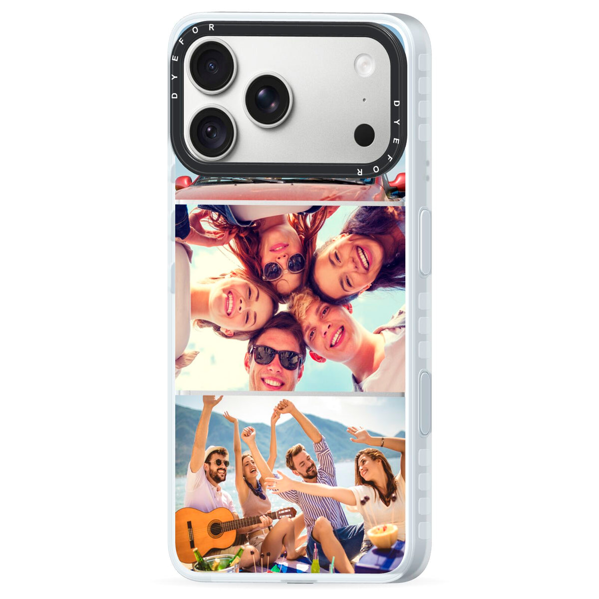 Three Photo iPhone 18 Pro Max Black Impact Pre order Case Side Angle on Silver phone