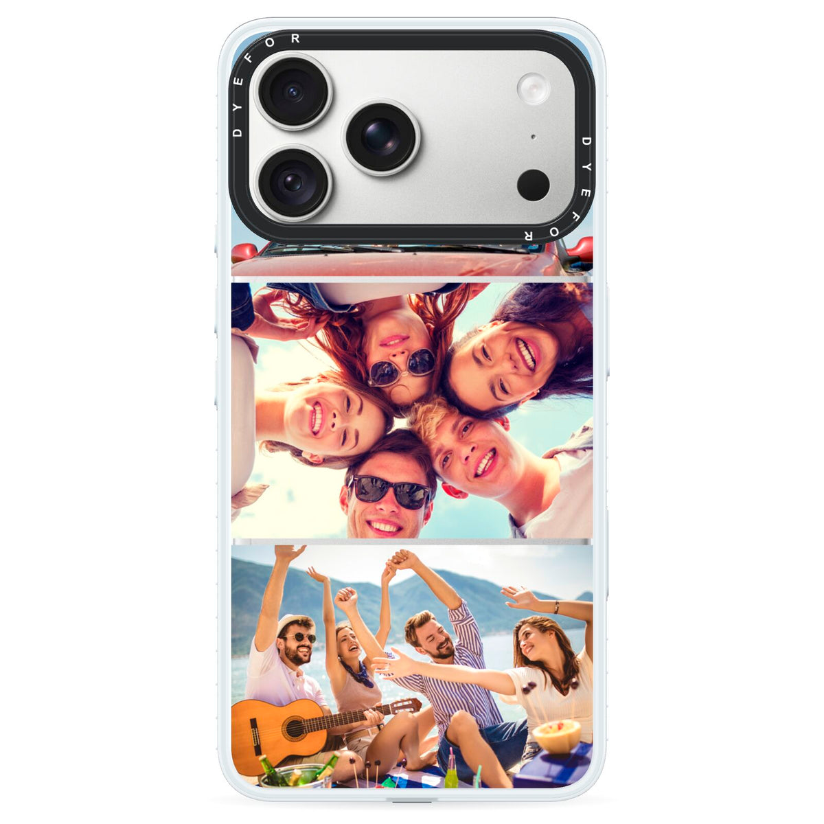 Three Photo iPhone 18 Pro Max Black Impact Pre order Case on Silver phone