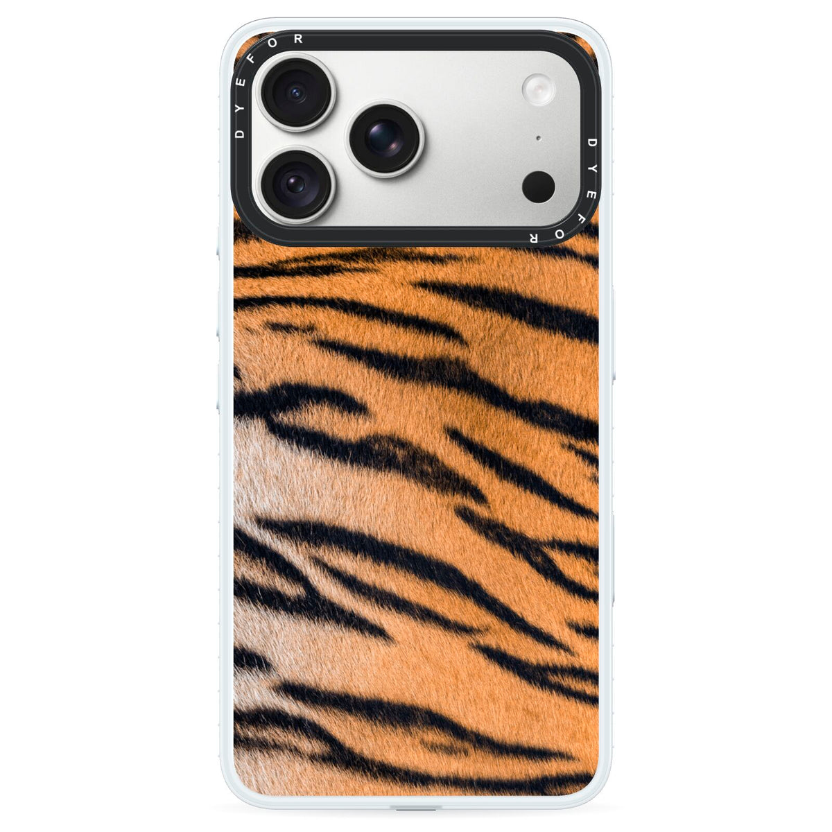 Tiger Print iPhone 18 Pro Max Black Impact Pre order Case on Silver phone