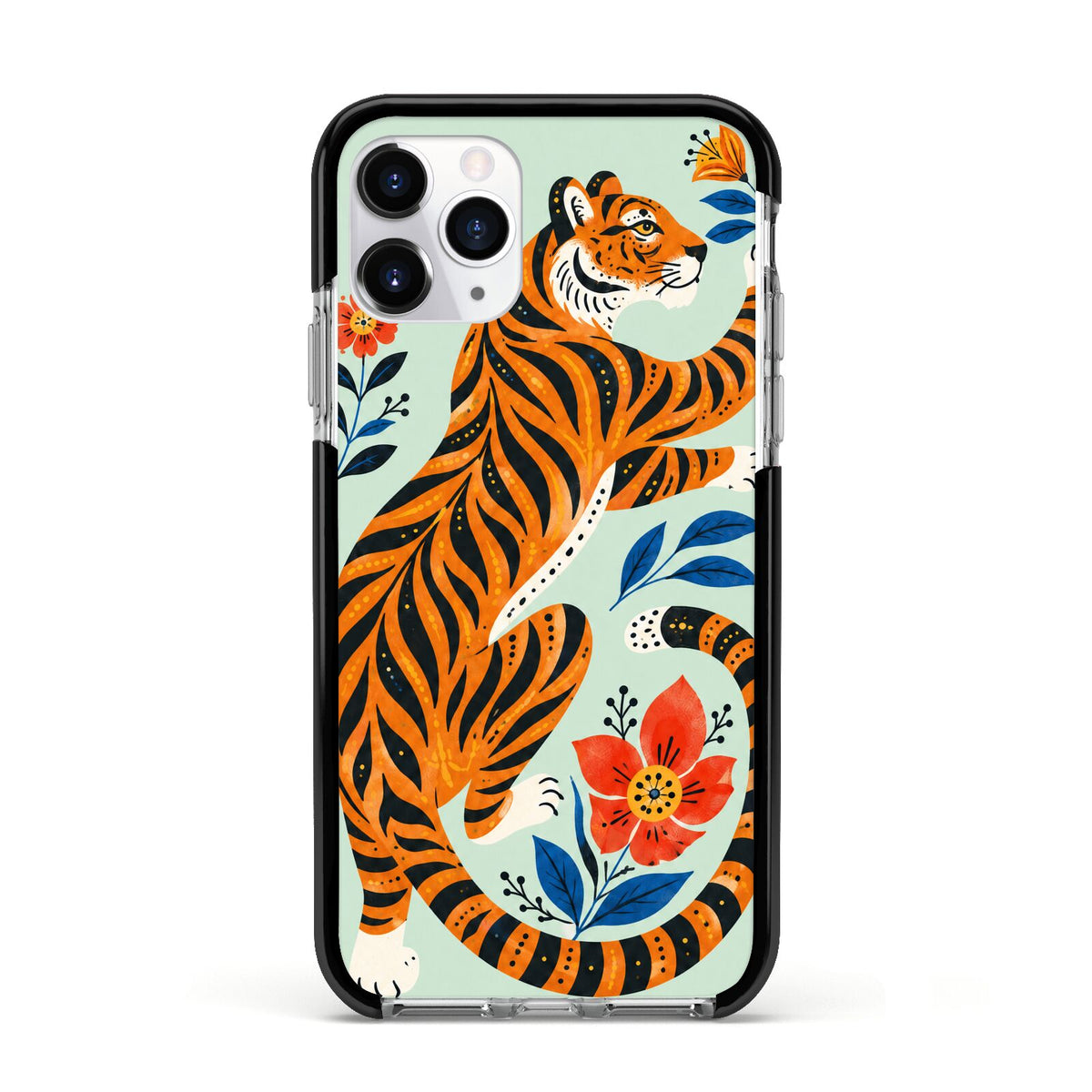 Tiger Reverie Apple iPhone 11 Pro in Silver with Black Impact Case