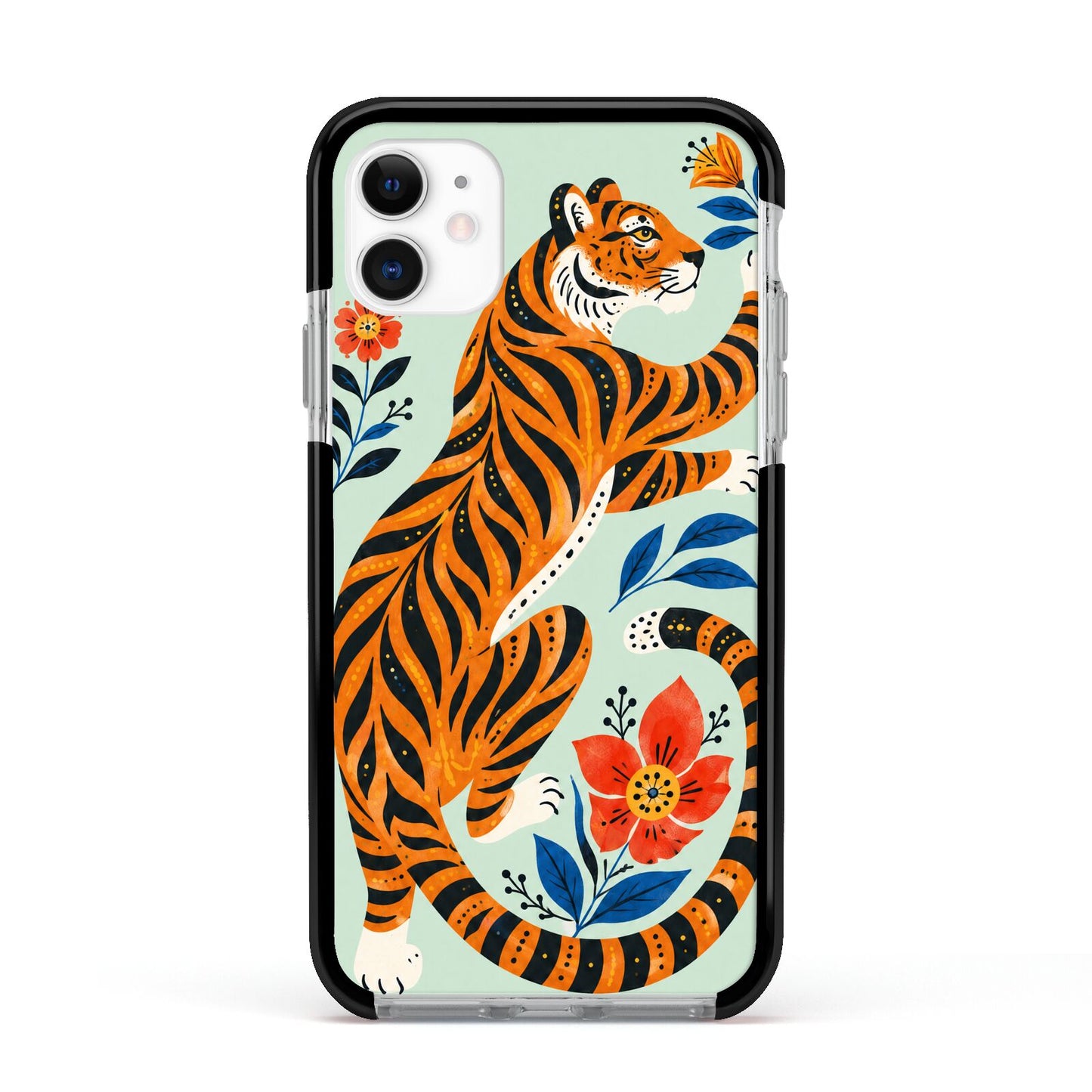 Tiger Reverie Apple iPhone 11 in White with Black Impact Case
