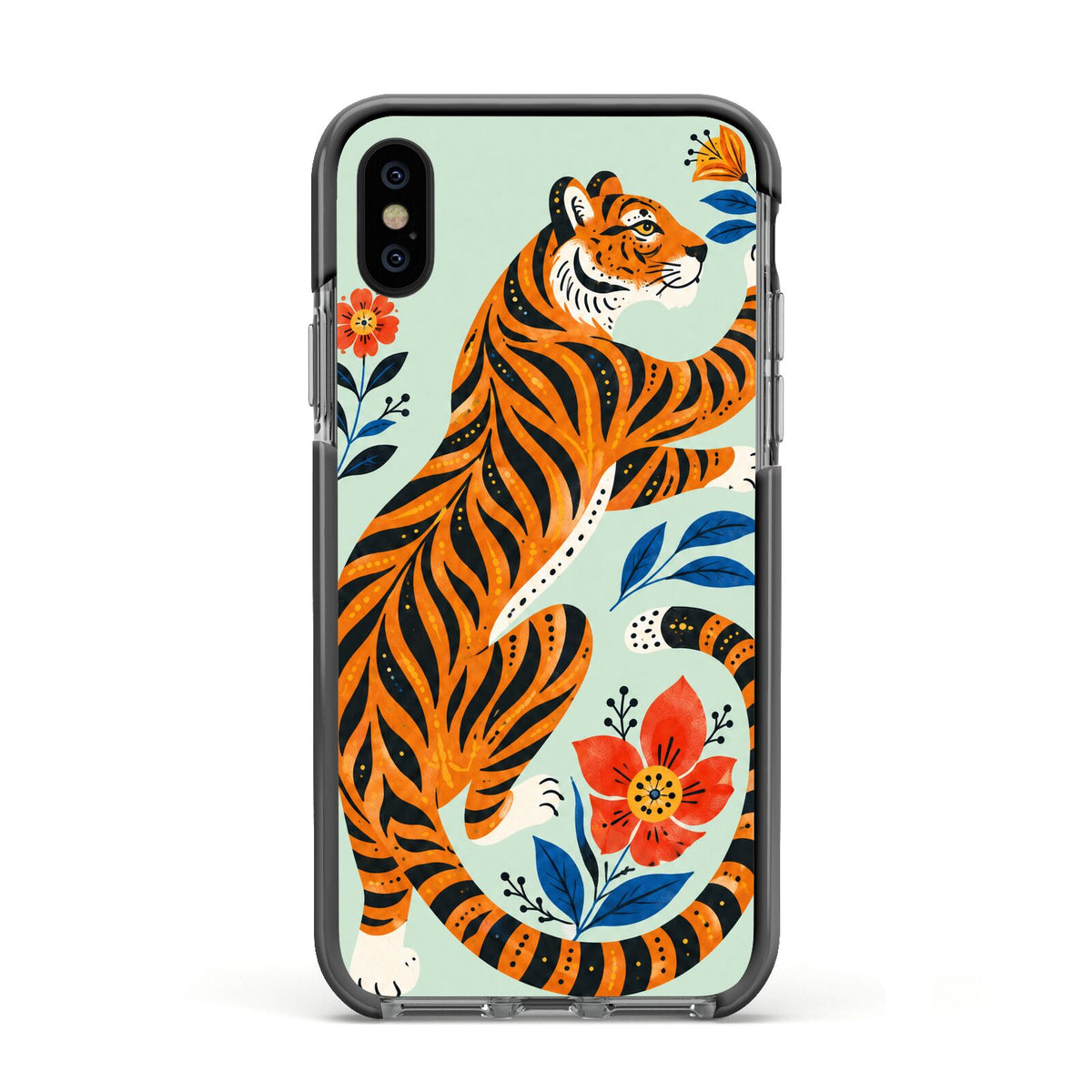 Tiger Reverie Apple iPhone Xs Impact Case Black Edge on Black Phone