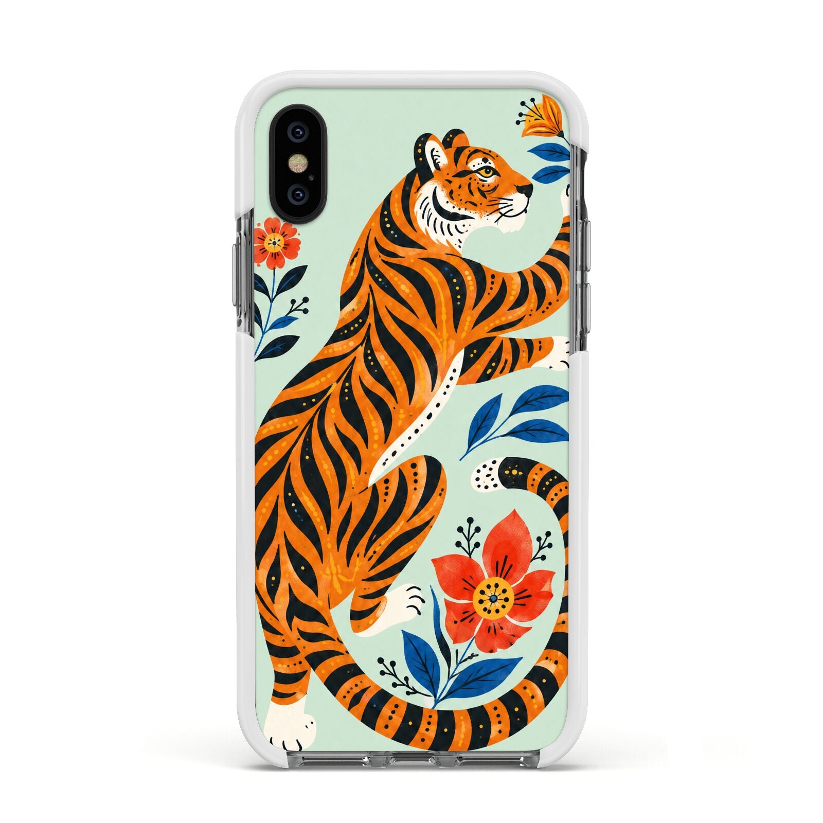 Tiger Reverie Apple iPhone Xs Impact Case White Edge on Black Phone