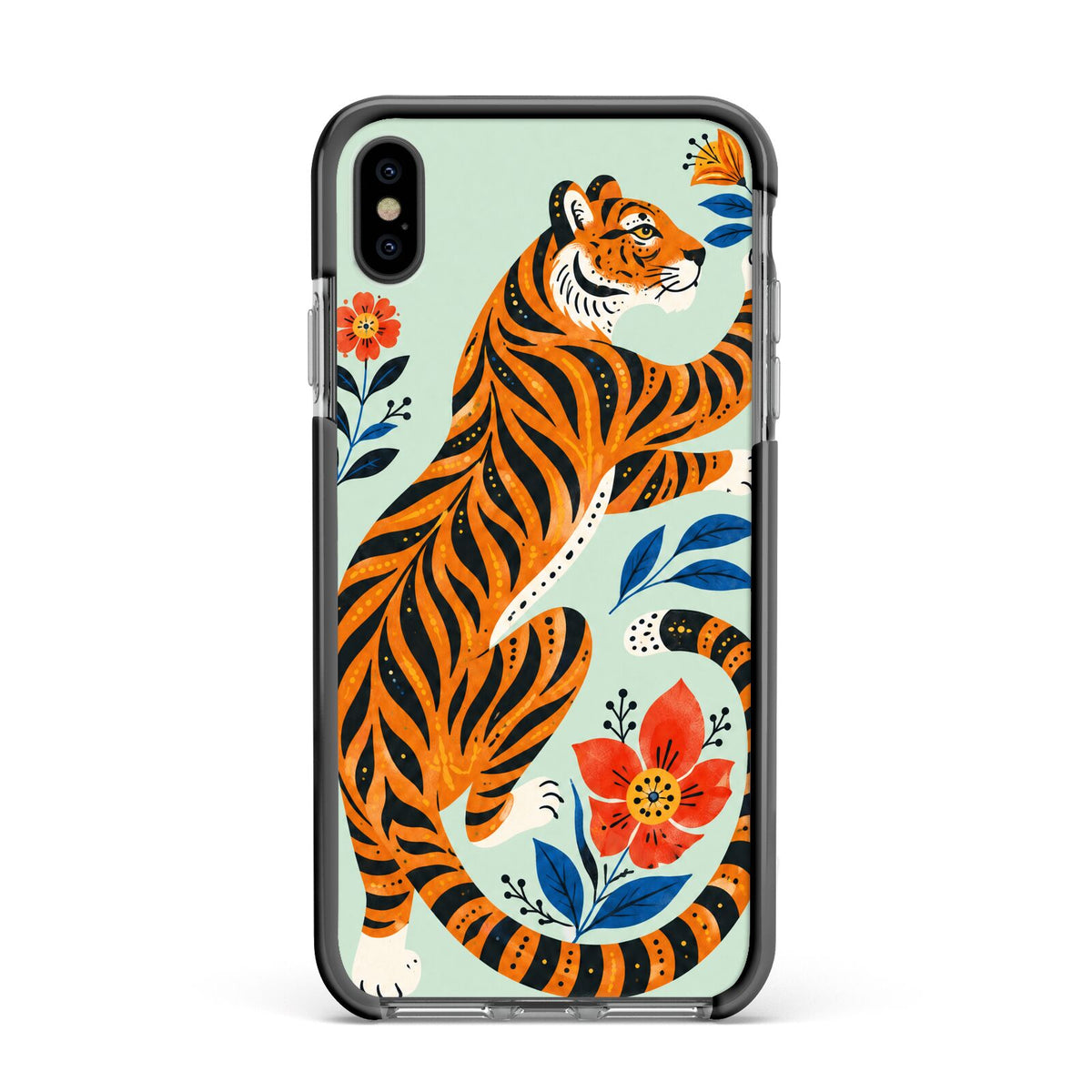Tiger Reverie Apple iPhone Xs Max Impact Case Black Edge on Black Phone