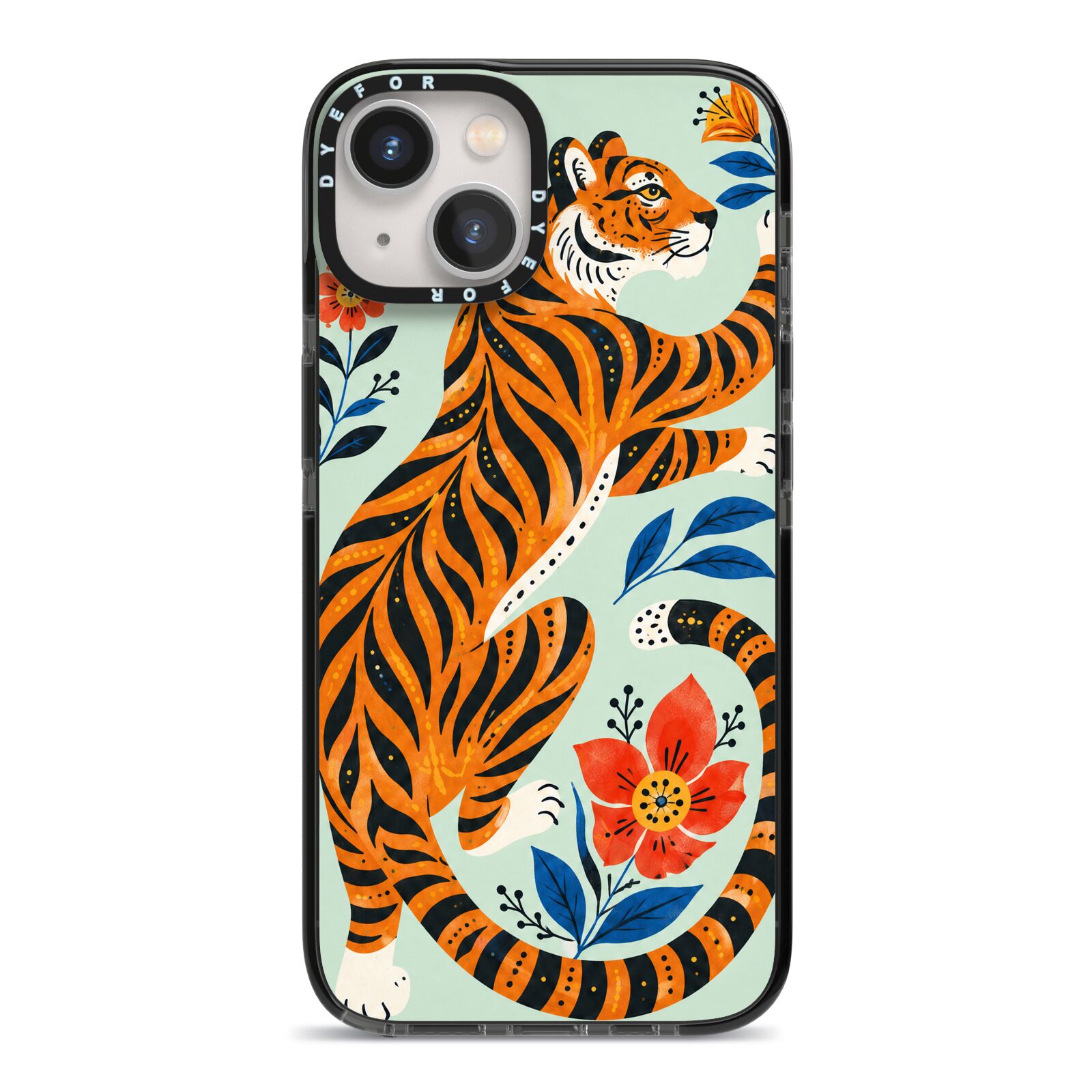 Tiger Reverie iPhone 13 Black Impact Case on Silver phone