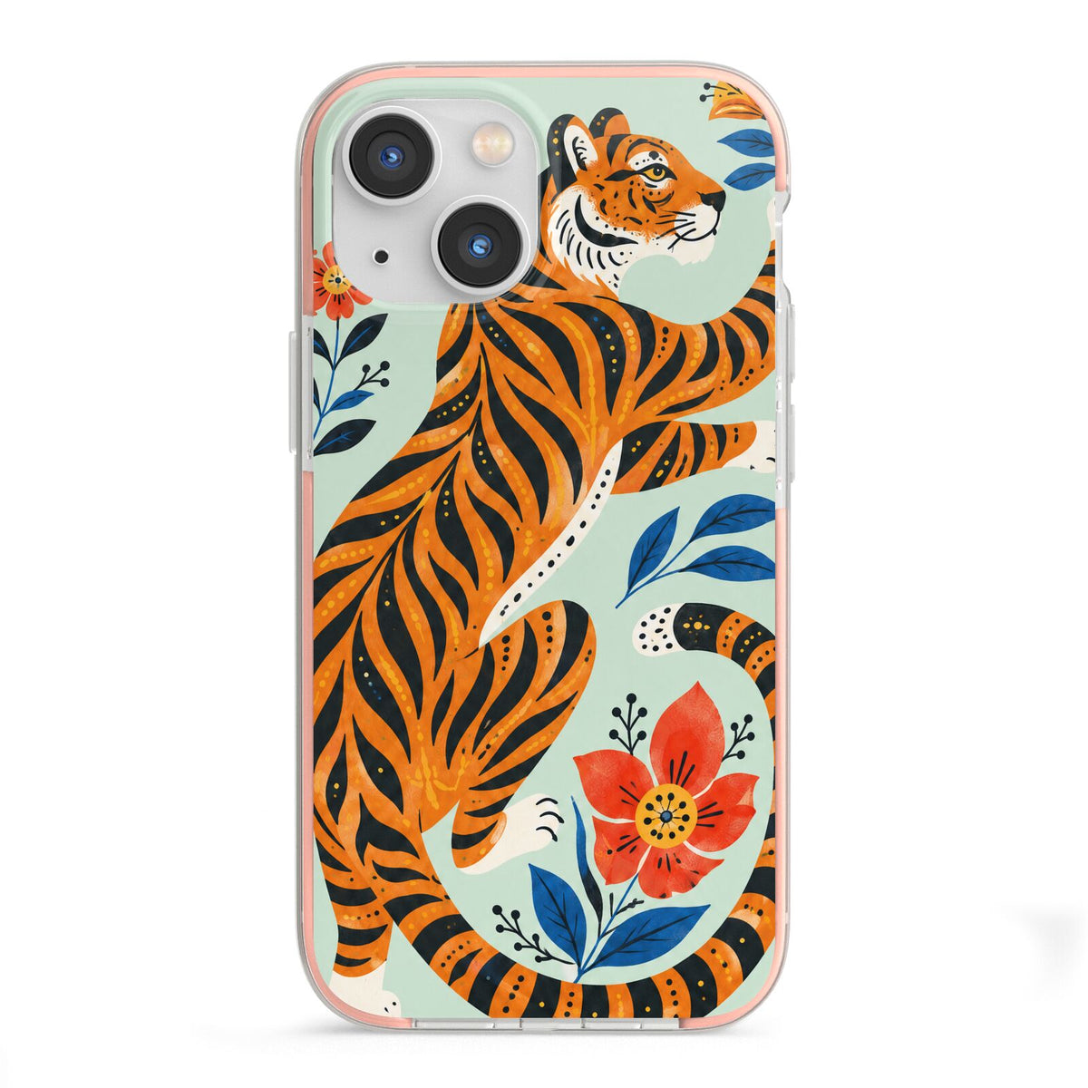 Tiger Reverie iPhone 13 Mini TPU Impact Case with Pink Edges