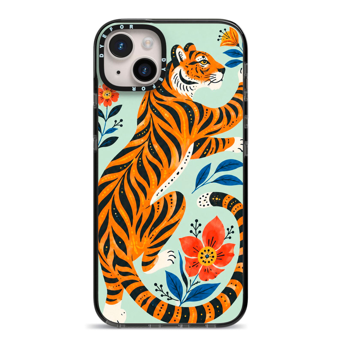 Tiger Reverie iPhone 14 Plus Black Impact Case on Silver phone