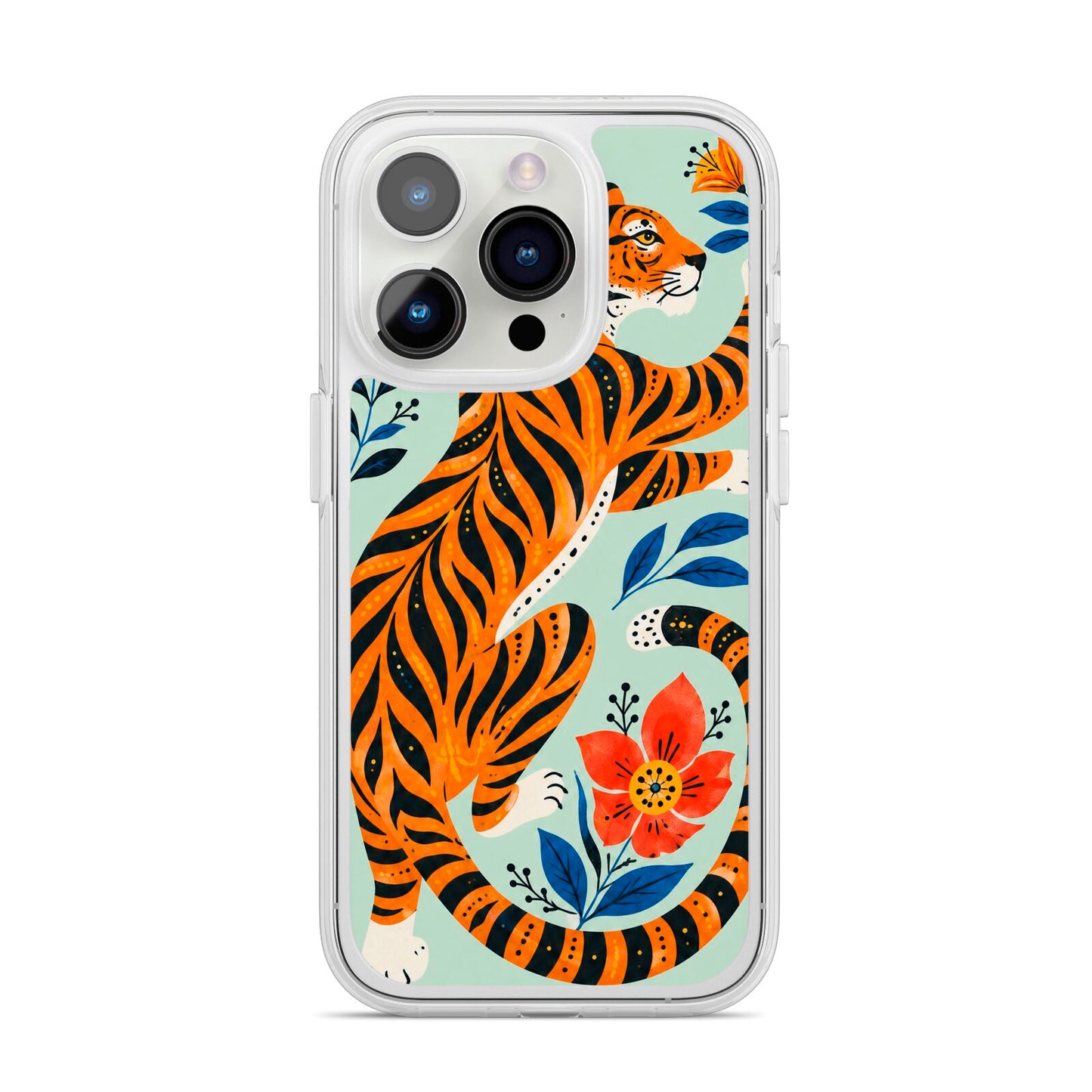 Tiger Reverie iPhone 14 Pro Clear Tough Case Silver