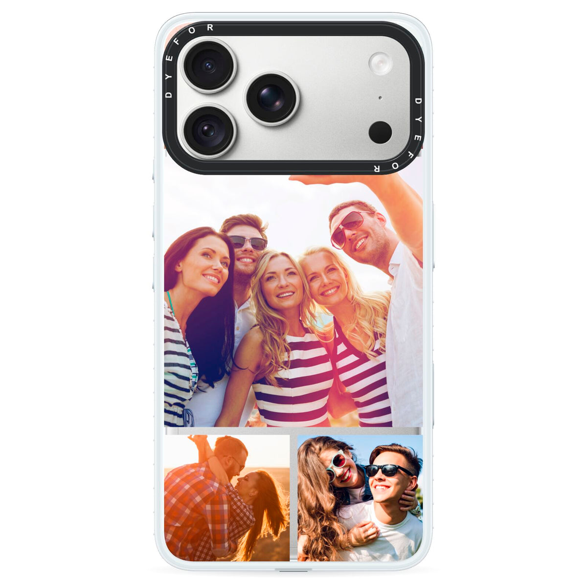 Tile Photo Collage Upload iPhone 18 Pro Black Impact Pre order Case on Silver phone