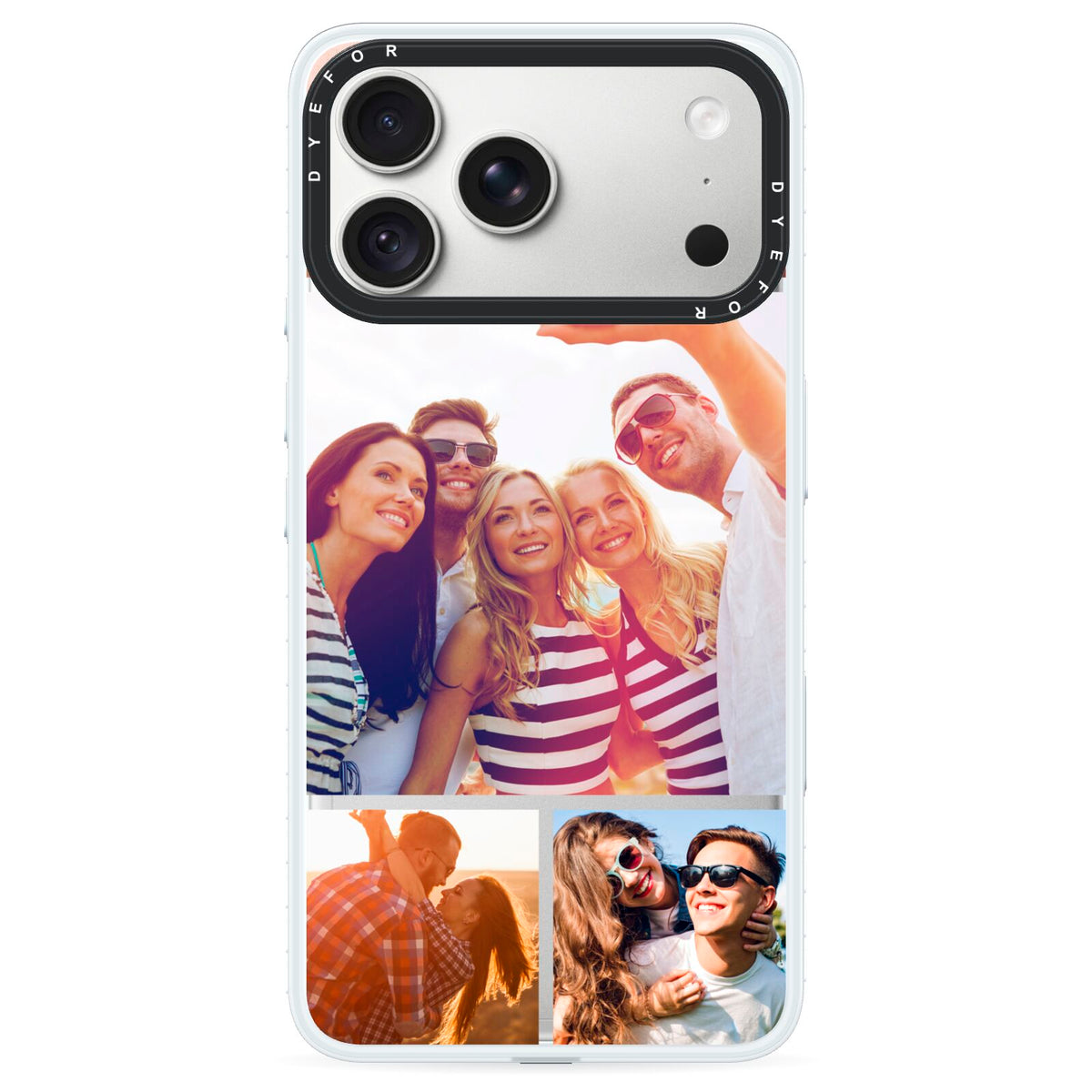 Tile Photo Collage Upload iPhone 18 Pro Max Black Impact Pre order Case on Silver phone