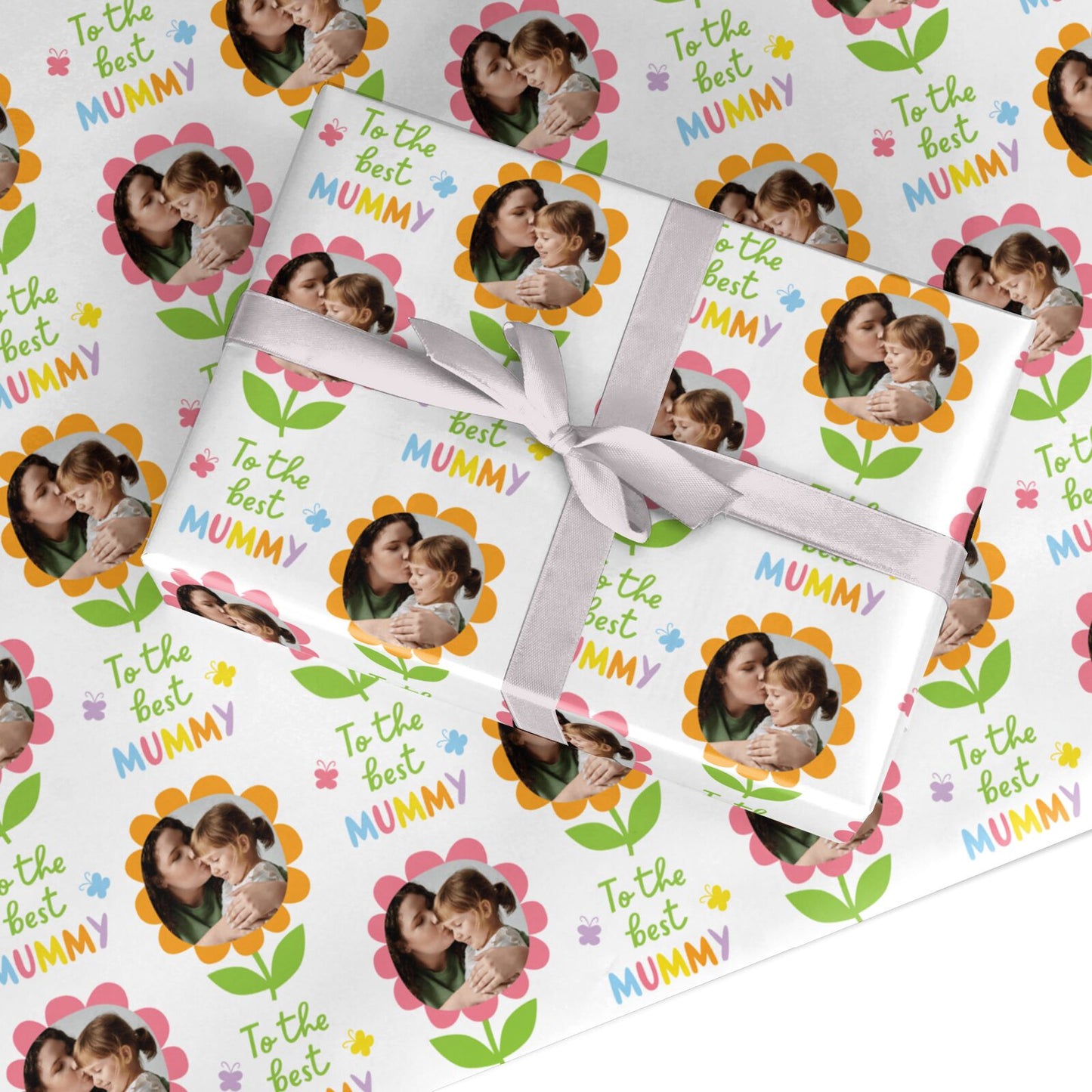 To The Best Mummy Floral Photo Design Custom Wrapping Paper
