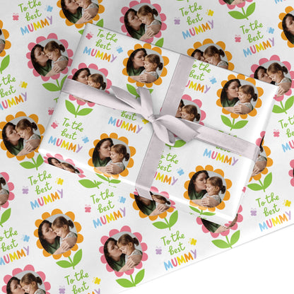 To The Best Mummy Floral Photo Design Custom Wrapping Paper