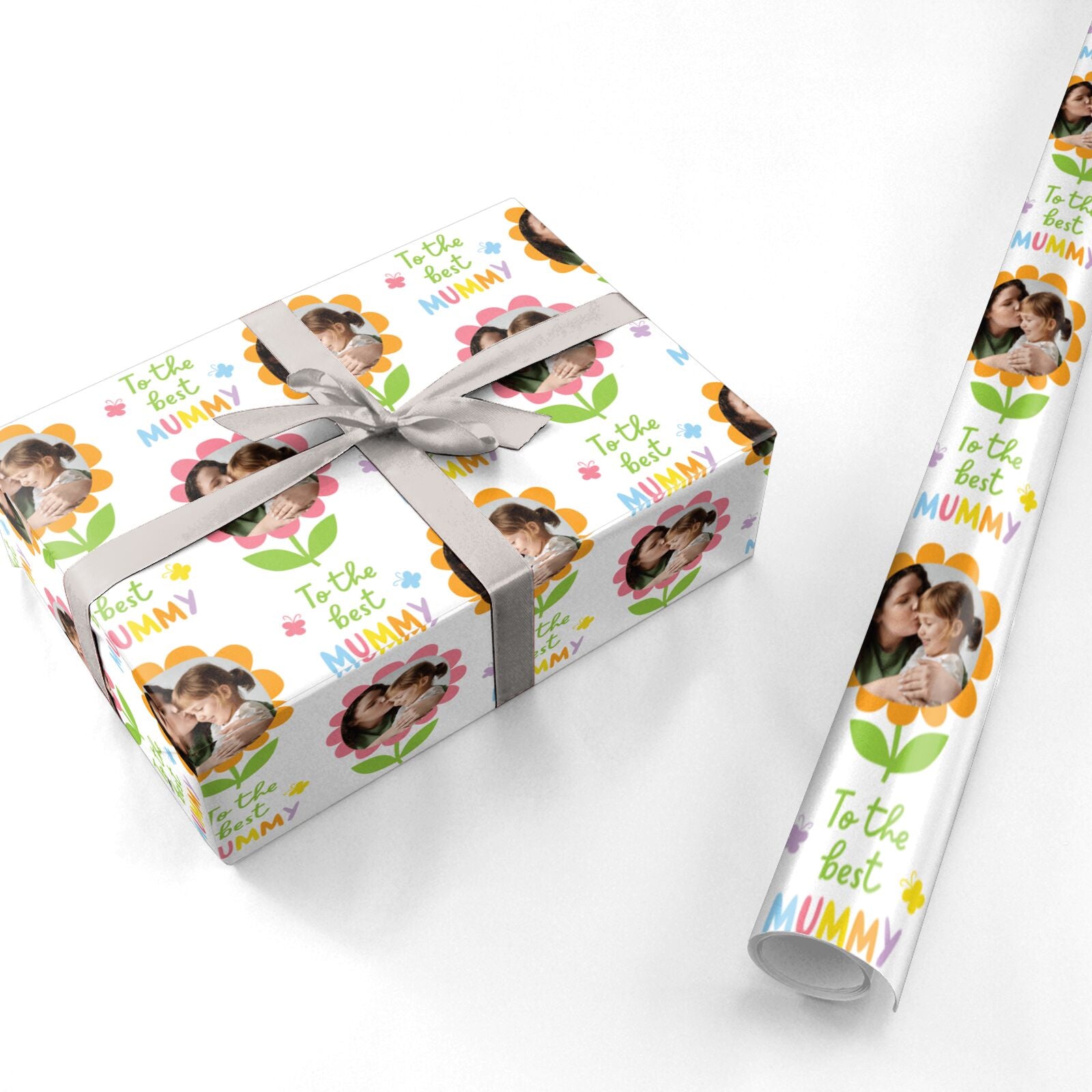 To The Best Mummy Floral Photo Design Personalised Wrapping Paper