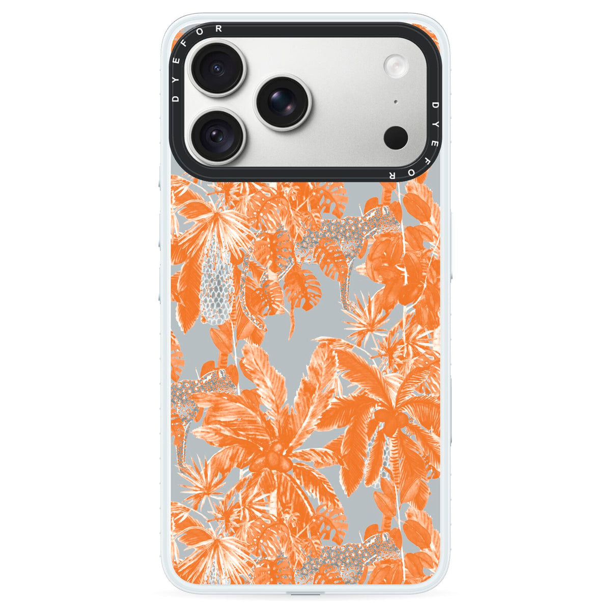 Tropical iPhone 18 Pro Black Impact Pre order Case on Silver phone