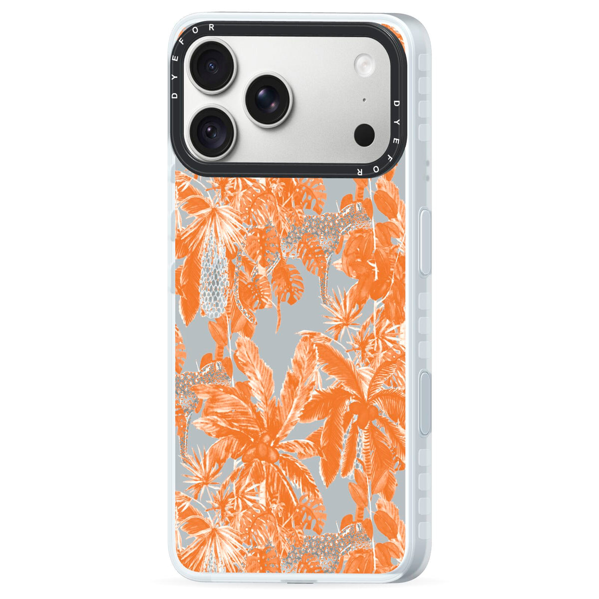 Tropical iPhone 18 Pro Max Black Impact Pre order Case Side Angle on Silver phone